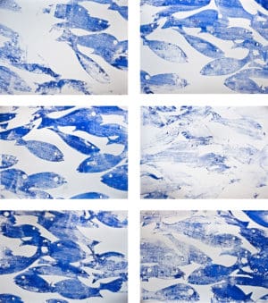 Sèrie 6 monotípies peixos